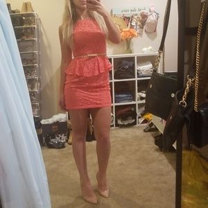 Coral lace dress
